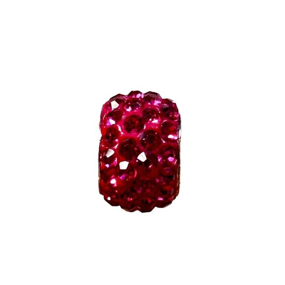 Sparkly Red Rhinestone Large Hole Charm Bead For Bracelets & Jewelry Making - Picture 2 of 7